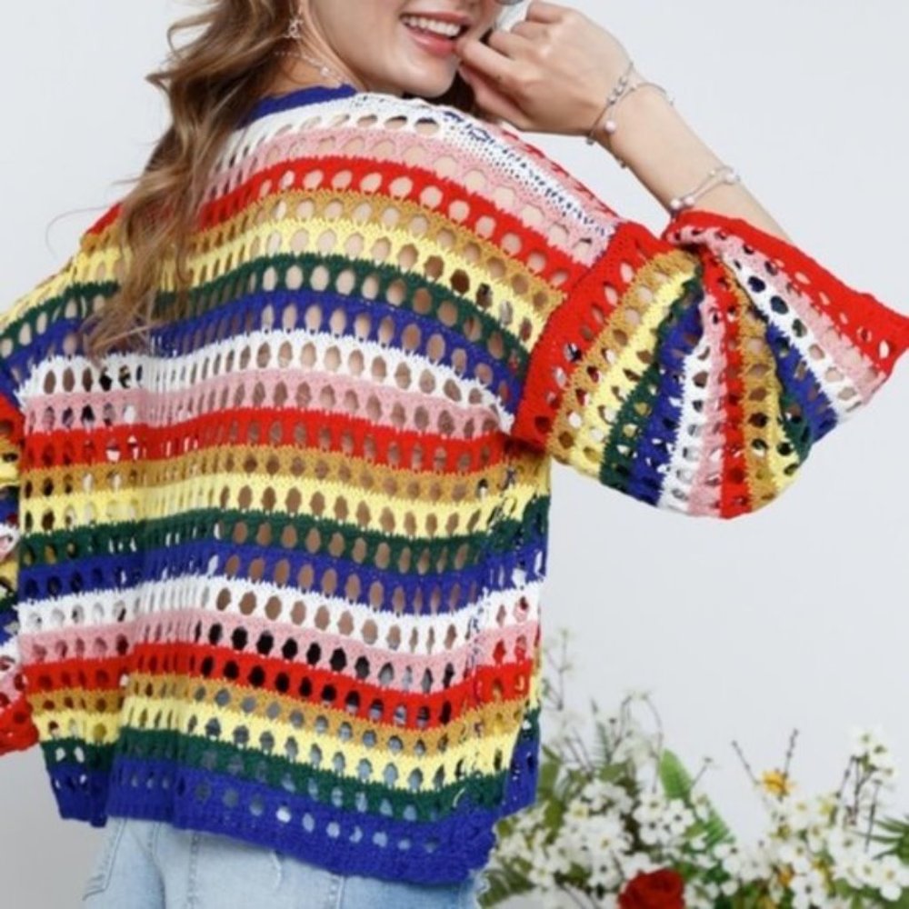 Multi Color Knit Sweater Top - Picture 2 of 4